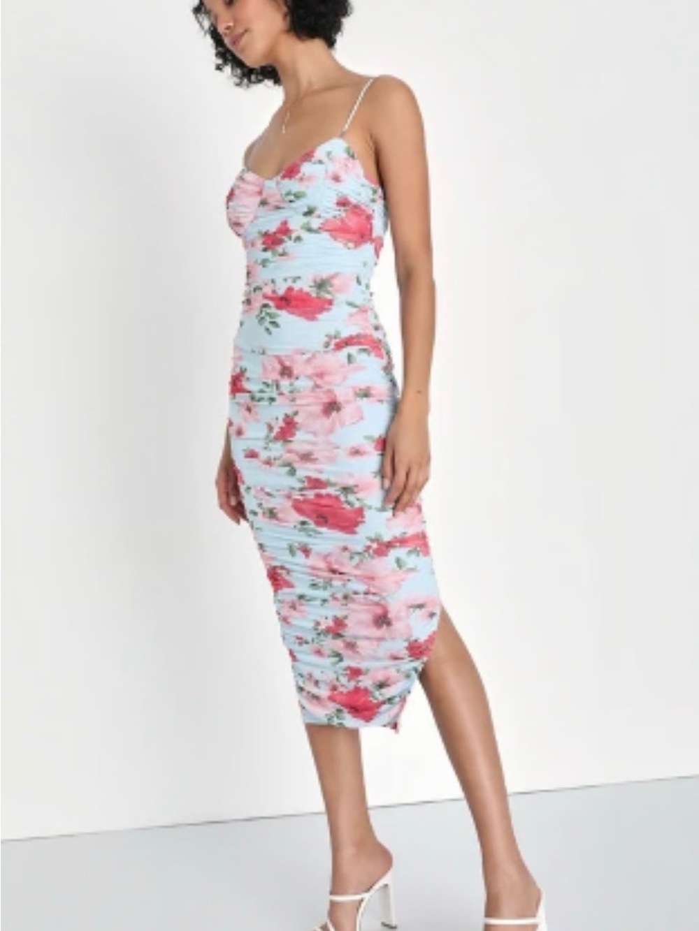 Lulus Ruched Midi Dress